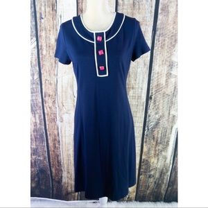 NWOT Lilly Pulitzer Navy Blue Dress/Pink Buttons